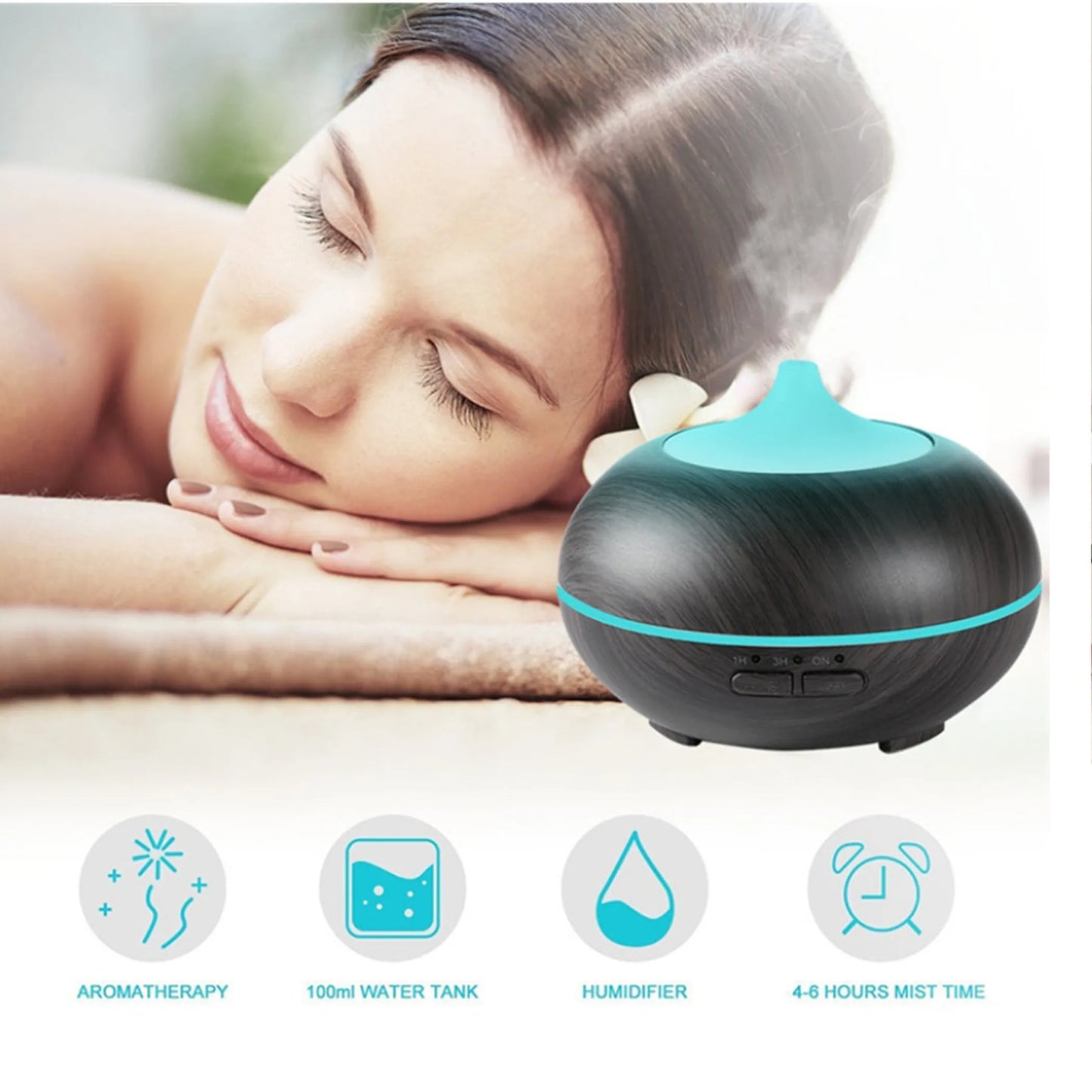 Mistyrious Essential Oil Humidifier Natural Oak Design With Easy Remote
