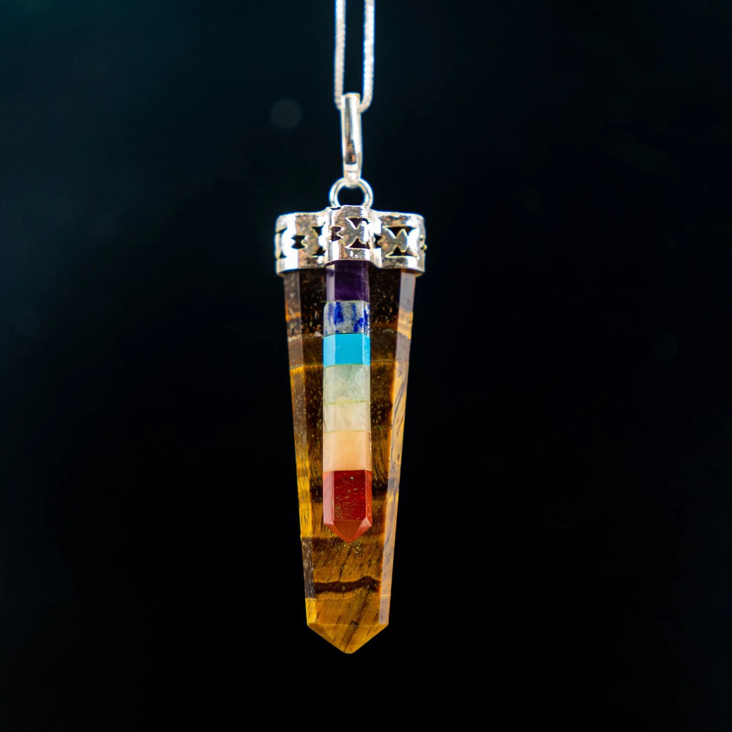 Chakra Bonded Point Pendant w/ Flat Gemstone | 5pk