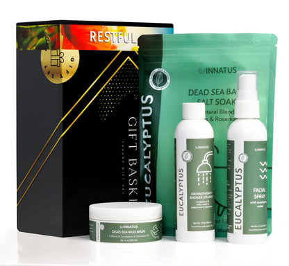 Luxury Dead Sea Spa Gift Set Bath Salt, Mud Mask, Aromatherapy Shower Spray & Eucalyptus Facial Mist Relaxation & Skincare Kit for Rejuvenation & Hydration Perfect Gift for Women & Men